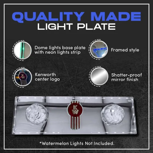 Vista 2 de Florida's Finest Customs compatible con luces de techo para dormitorio Kenworth (azul) Placa de luz de cúpula y acabado espejado Inserto