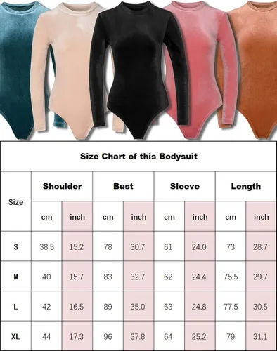 Vista 2 de Bonnorth Body de terciopelo para mujer cuello redondo manga larga tanga overol básico