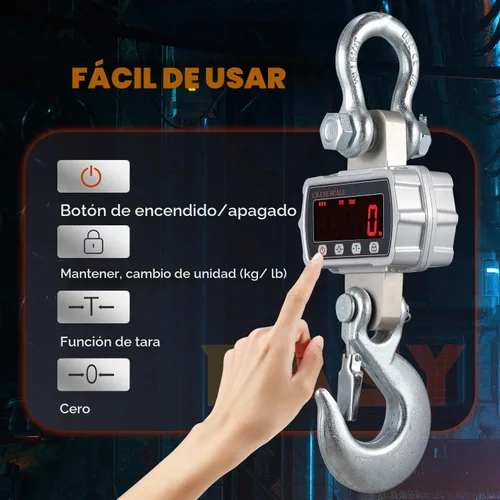 Vista 6 de CGOLDENWALL Báscula de grúa digital de 11000 libras, báscula colgante industrial, báscula de elevación de mano, conmutable, 11,023.1 lbs, báscula