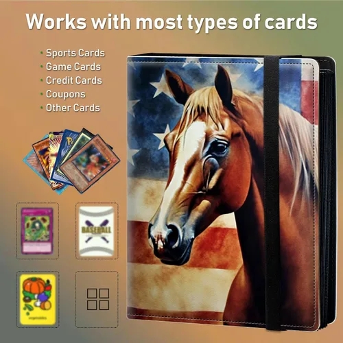 Vista 4 de Carpeta para tarjetas intercambiables, 4 bolsillos para tarjetas intercambiables, 160 bolsillos de doble cara, funda para tarjetas de tamaño Caballo