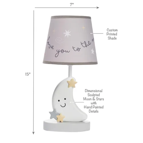 Vista 3 de Bedtime Originals Little Star Celestial Moon - Lámpara de guardería con pantalla y bombilla