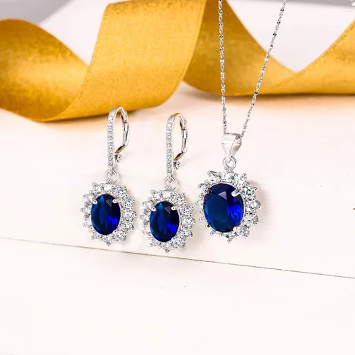 Vista 4 de EVER FAITH Juego de joyas de boda nupcial, plata de ley 925 con circonita cúbica blanca brillante, hipoalergénico, juego de collar y aretes