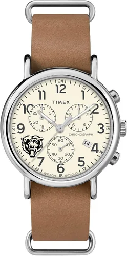Vista 14 de Timex Tribute NFL Weekender Chrono - Correa de piel de cuarzo para hombre (1.575 in)