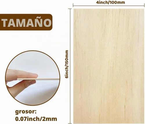 Vista 2 de MUXGOA 20 piezas de hojas de madera, hojas de madera de balsa sin terminar para manualidades DIY, láminas delgadas de madera para adornos de madera