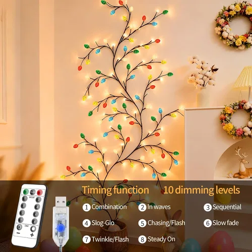 Vista 3 de 4FT 48LED USB Huevo de Pascua Rama Luces para decoración de pared, caja de 1 huevo de Pascua 48 LED