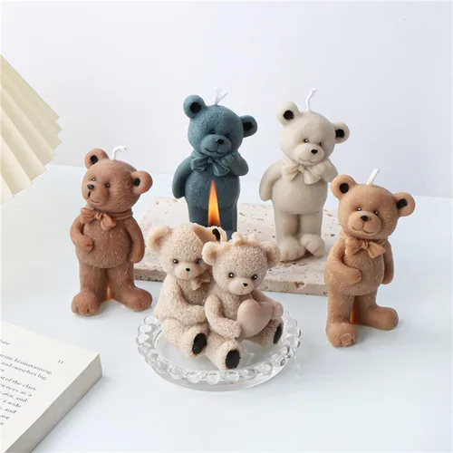 Vista 3 de Molde de silicona en forma de oso lindo Kit de fabricación de velas DIY moldes de chocolate para derretir cera