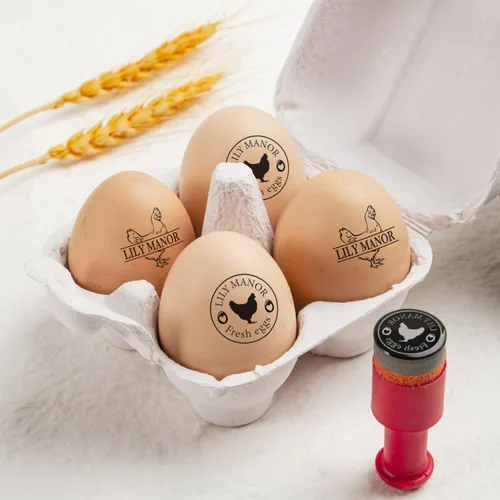 Vista 8 de Sellos de huevos personalizados para huevos frescos, sello de pollo de goma pertsonalizado con tu propio diseño, marcado para huevos frescos