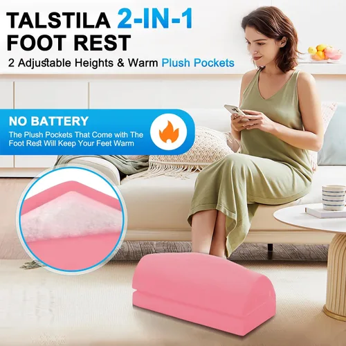 Vista 2 de TALSTILA Reposapiés para debajo del escritorio en el trabajo, reposapiés debajo del escritorio, reposapiés ergonómico de 2 alturas ajustables