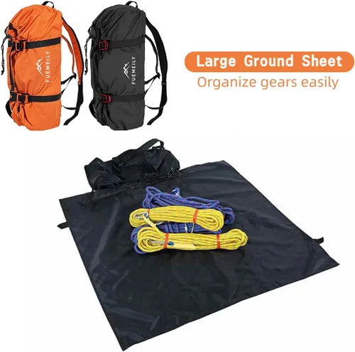 Vista 3 de Bolsa de cuerda de escalada en roca, mochila de almacenamiento de cuerda plegable de gran capacidad con hoja de tierra, correas ajustables