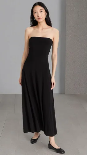Vista 7 de Norma Kamali Vestido acampanado sin tirantes para mujer a media pantorrilla