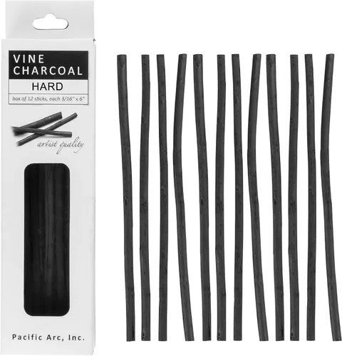 Vista 14 de Pacific Arc Artist Vine Charcoal, mediano, negro, 12 piezas, palitos de carbón de vid de artista, carbón de dibujo mediano y suave