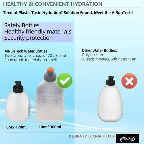 Vista 9 de AiRunTech Cinturón de hidratación para correr con botella de agua, riñonera para teléfono y cartera, bolsa de correr, accesorios esenciales BK+BK
