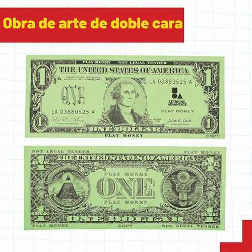 Vista 6 de LEARNING ADVANTAGE Billetes de juego de un dólar, juego de 100, tamaño como efectivo real Dinero de juego para enseñar moneda y contar
