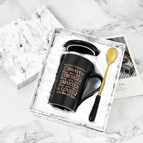 Vista 7 de YHRJWN Taza inspiradora – Always Remember You Are Braver Than You Believe, You Are Loved – Regalos para el cáncer para mujeres y hombres, regalos