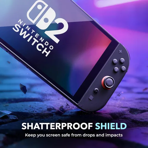 Vista 3 de Paquete de 2 protectores de pantalla para Nintendo Switch 2 (2025) con bandeja de alineación de fácil ajuste, ultra HD transparente y antiarañazos