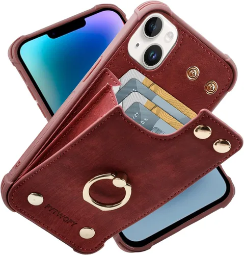 Vista 46 de Funda tipo cartera compatible con iPhone XR/10R con tarjetero de crédito, funda protectora de cuero a prueba de golpes compatible con anillo