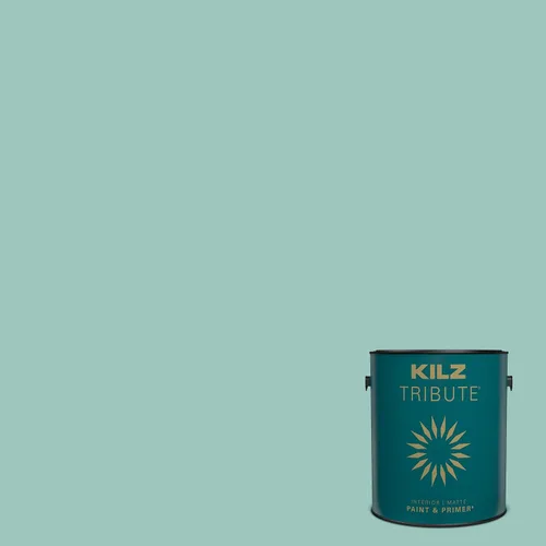 Vista 167 de KILZ TRIBUTE Pintura e Imprimación, Interior, Muestra de Color, Almost Aqua, 8 Onzas