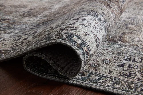 Vista 7 de Loloi - Tapete decorativo de pelo corto sala de estar, suave duradero, colección Layla, estampado envejecido retro, no desprende pelo, fácil Gris