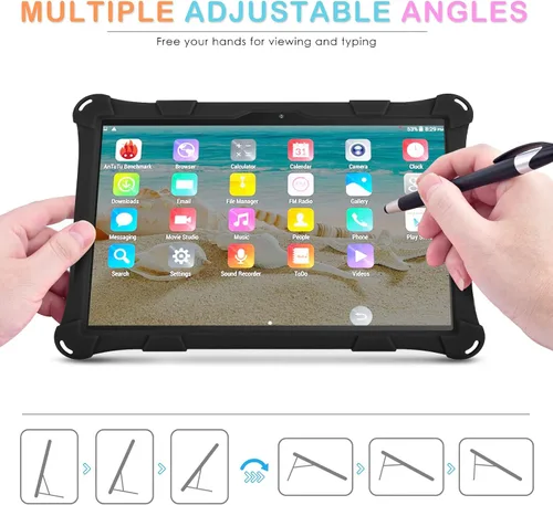 Vista 5 de DETUOSI Winsing 10 - Funda de silicona compatible con Dragon Touch Notepad K10, funda universal para tablet de 10 pulgadas, funda protectora Negro