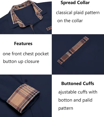 Vista 5 de COOFANDY Men's Long Sleeve Dress Shirt