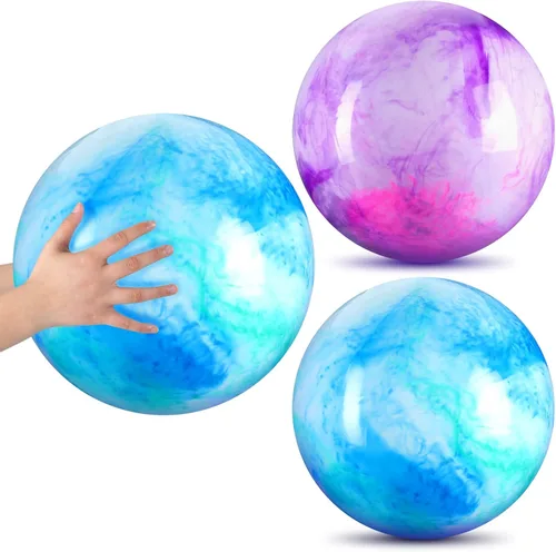 Vista 10 de Deekin 2 bolas hinchables de goma inflables grandes de 15 pulgadas para patio de recreo al aire libre (azul y verde)