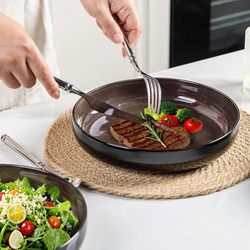 Vista 5 de LERATIO Tazones grandes de cerámica para pasta de 8.5'', tazones de 36 oz para servir pasta, juego de 4 para cocina, tazones anchos para fruta