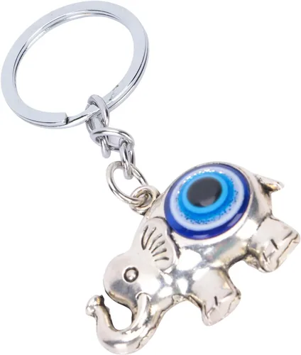 Vista 9 de Llavero de elefante lindo para mujer, colgante de aleación de diamantes de imitación de cristal, llavero de ojo azul para bolsa de llaves, teléfono