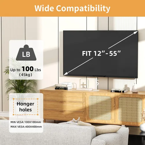 Vista 2 de KAMIWI Soporte de pared para TV de 12 a 55 pulgadas de hasta 100 libras