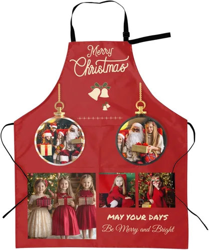 Vista 24 de Delantales personalizados con dos bolsillos para mujeres y hombres, delantales personalizados impresos con texto fotográfico para cocinero de cocina