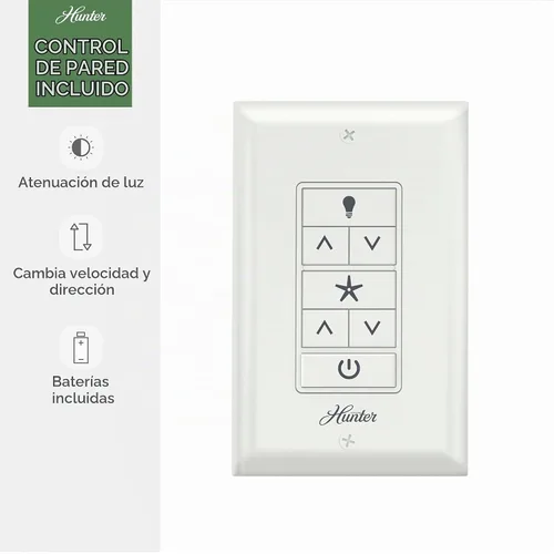 Vista 7 de Hunter Ventilador de techo blanco mate con WiFi de 60 pulgadas con kit de luz LED y control de pared