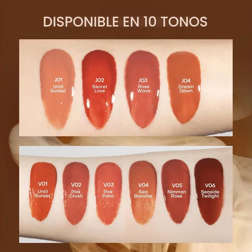Vista 7 de Mistine Brillo labial de maquillaje, fontanero, no pegajoso, con infusión de péptido, con 1% de péptido, acabado brillante, tinte de labios