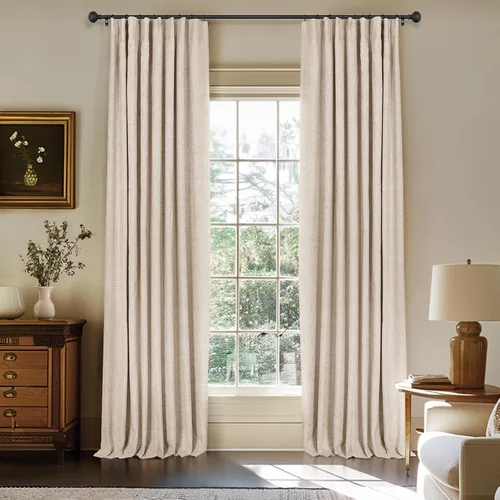 Vista 29 de INOVADAY Cortinas 100% opacas para dormitorio, cortinas opacas de color rosa bebé de 90 pulgadas de largo, cortinas opacas de lino con anillos