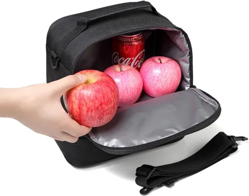 Vista 8 de VASCHY Bolsa de almuerzo aislada, bolsa de almuerzo para hombres y mujeres para el trabajo, pequeña hielera para picnic, color negro