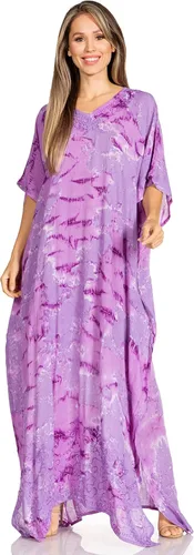 Vista 11 de Sakkas Pilar Petite - Vestido de caftán largo casual de manga corta para mujer, estilo caftán 12-grisblanco