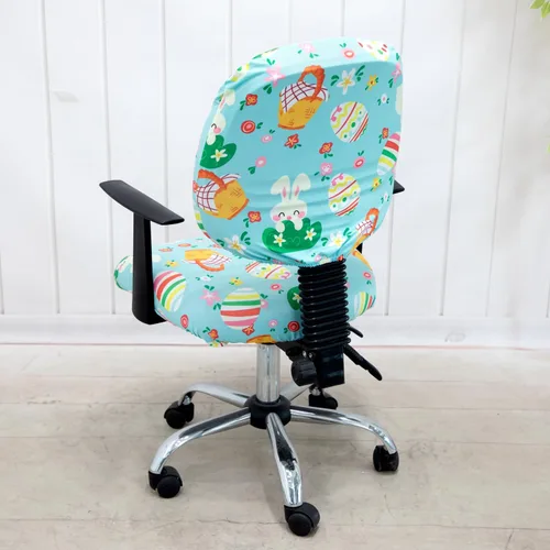 Vista 4 de Funda para silla de oficina de Pascua, funda protectora dividida y elástica universal para silla de trabajo, silla giratoria de computadora, silla
