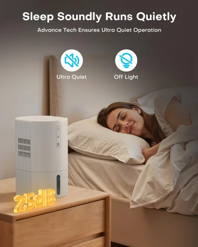 Vista 5 de Deshumidificadores para el hogar, deshumidificador de 35 onzas para baño con apagado automático y descongelación automática, deshumidificador