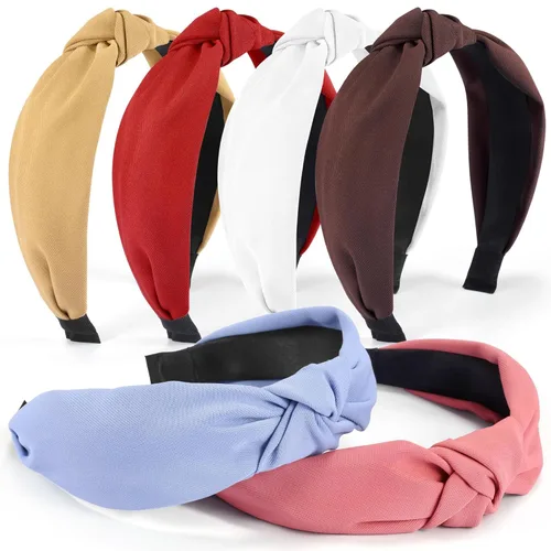 Vista 8 de DiyJibb Diademas para Mujeres y Niñas - 6 Piezas Diademas Elegantes con Nudo Superior - Diadema Anudada para Mujeres - Bandas para la Cabeza Anchas