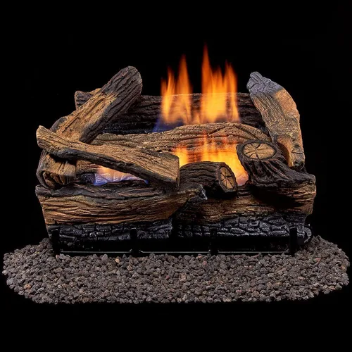Vista 15 de Duluth Forge Juego de troncos de gas de combustible dual sin ventilación, 30 pulgadas, roble dividido, 33,000 BTU, control remoto, modelo # DLS-30R-1