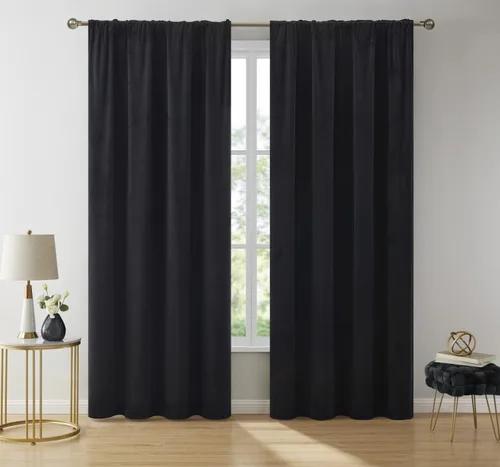 Vista 2 de HLC.ME Lopez - Paneles de cortinas de terciopelo con pestaña trasera y bolsillo para cortinero, para dormitorio y sala de estar, juego de 2 paneles
