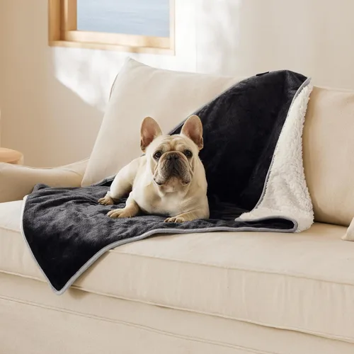 Vista 83 de Bedsure - Mantas impermeables para perros pequeños - Manta de felpa de sherpa con impresión suave lavable para perros y gatos, protector de muebles