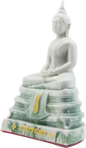 Vista 9 de BUDDHO Estatua de Buda Sothorn de mármol blanco de 6 pulgadas de alto. Estatua de Buda tailandés sentada para decoración del hogar, decoración