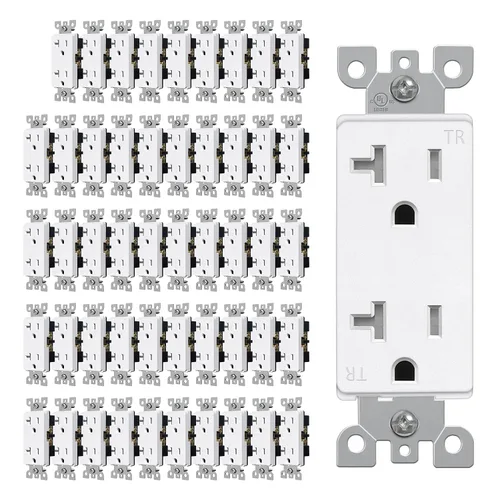 Vista 14 de CML - Paquete de 50 tomas de corriente de 15 amperios resistentes a manipulaciones, certificación UL Decorator Electrical Outlets, 15A/125V, NEMA