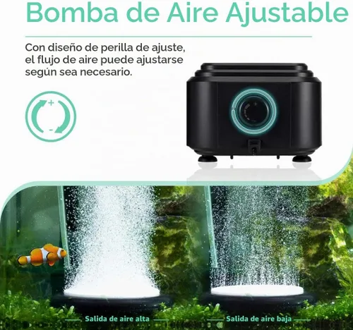 Vista 3 de hygger Bomba de aire silenciosa para acuario <30dB, bomba ajustable de tanque de peces de oxígeno de bajo decibelio, 2 salidas de aire, bomba