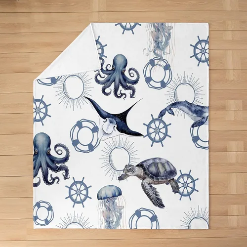 Vista 28 de Castle Fairy Manta de forro polar Sherpa con estampado de aviones para niños, manta de franela de dibujos animados para sofá, avión, azul y blanco
