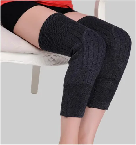 Vista 6 de Rodillera unisex de lana de cachemira soporta calentador de piernas, rodillera térmica cálida para invierno, rodilleras, rodilleras, calentadores