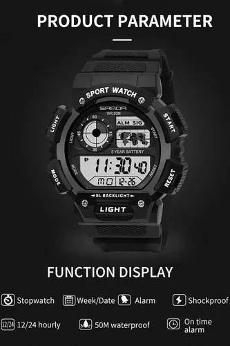 Vista 4 de Mens Digital Sports Watch, Military Army Electronic Watches Waterproof Digital Watch for Men Sport Fashion Wristwatches Backlight LED Display Alarm