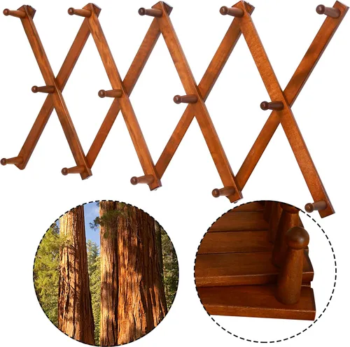 Vista 6 de WEBI Acordeón Colgador de Pared, Perchero de Sombreros Expandible de Madera para Perchero de Pared, Soporte de Ganchos de Sombrero de Acordeón
