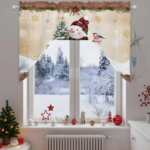 Vista 12 de Cortinas de cocina con cenefa de estilo rústico con bolsillo para barra, paneles de cortina para dormitorio, sala de estar, baño, cafetería
