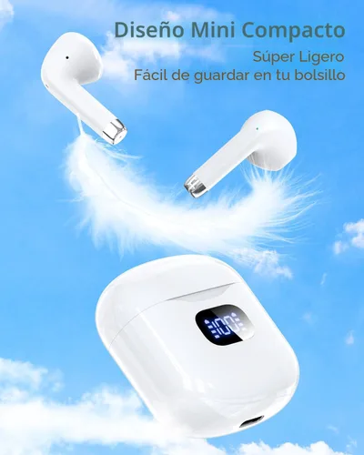 Vista 6 de KTGEE Auriculares Inalámbricos Bluetooth 5.3, Auriculares Estéreo de 40 Horas de Reproducción con Estuche de Carga con Pantalla LED, Auriculares