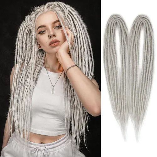 Vista 26 de Kraler Extensiones de Rastas Azules de Doble Extremo de 18 Pulgadas, 20 Hebras Sintéticas DE Extensiones de Rastas Hechas a Mano, Estilo de Rastas
